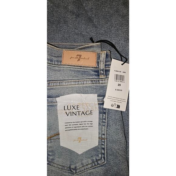 New Anthropologie x 7 For All Mankind Lotta Mid-Rise Wide-Leg Jeans Sz 29 Denim - Picture 7 of 7
